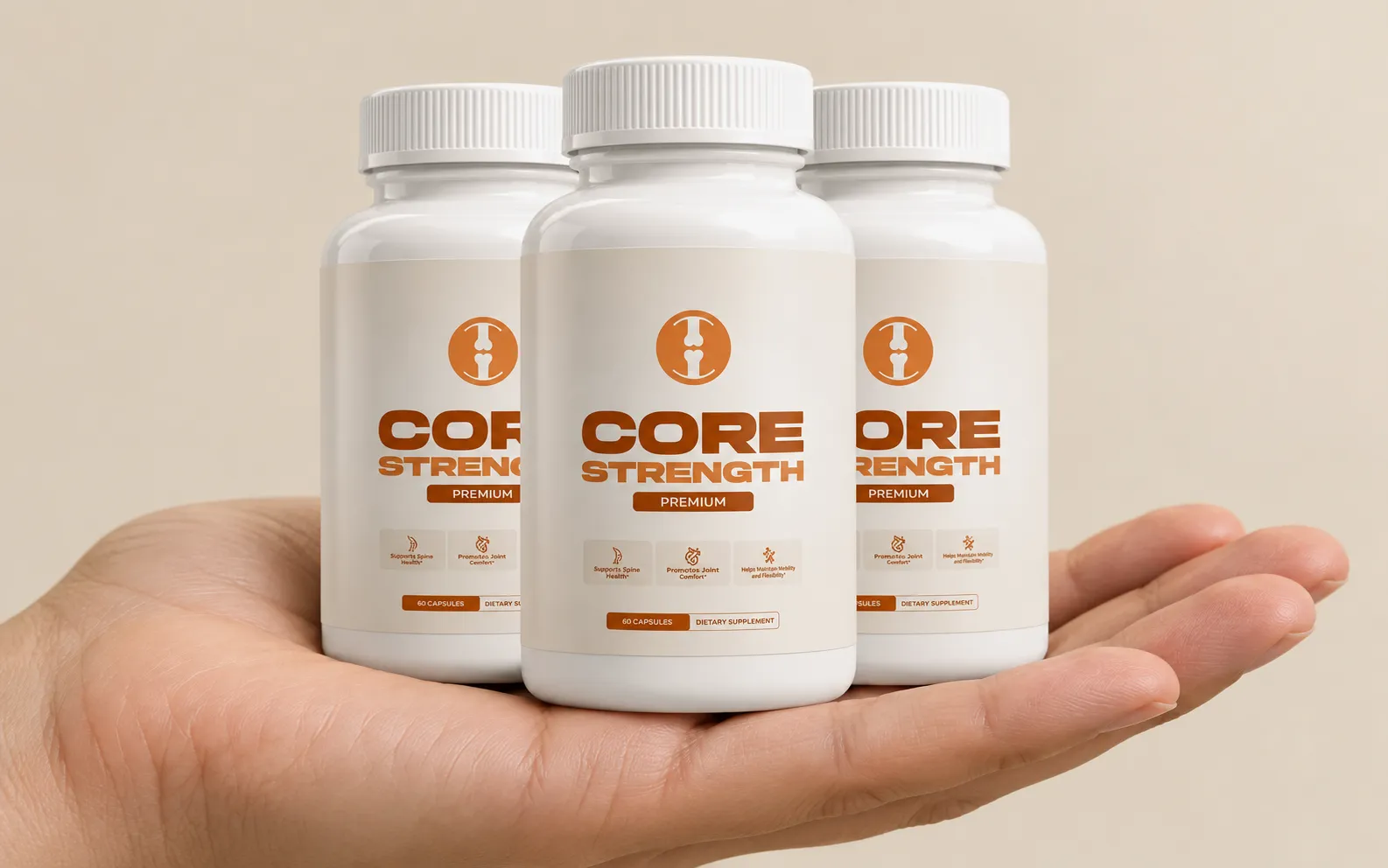 CoreStrength — the package held in a hand