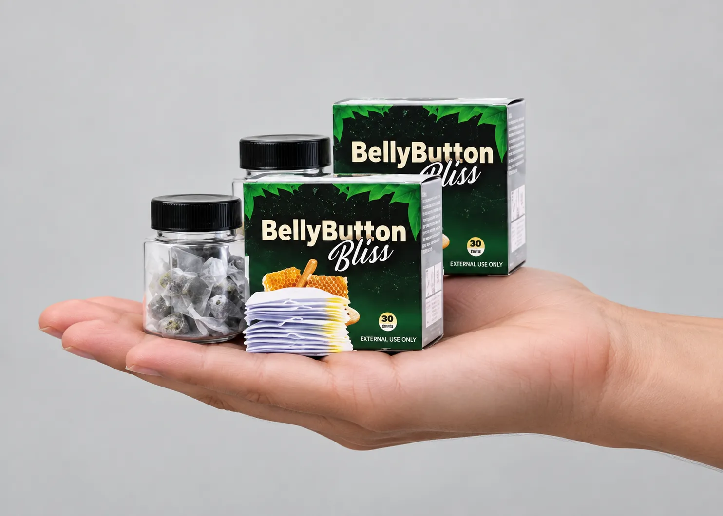 Belly Button Bliss — the package held in a hand